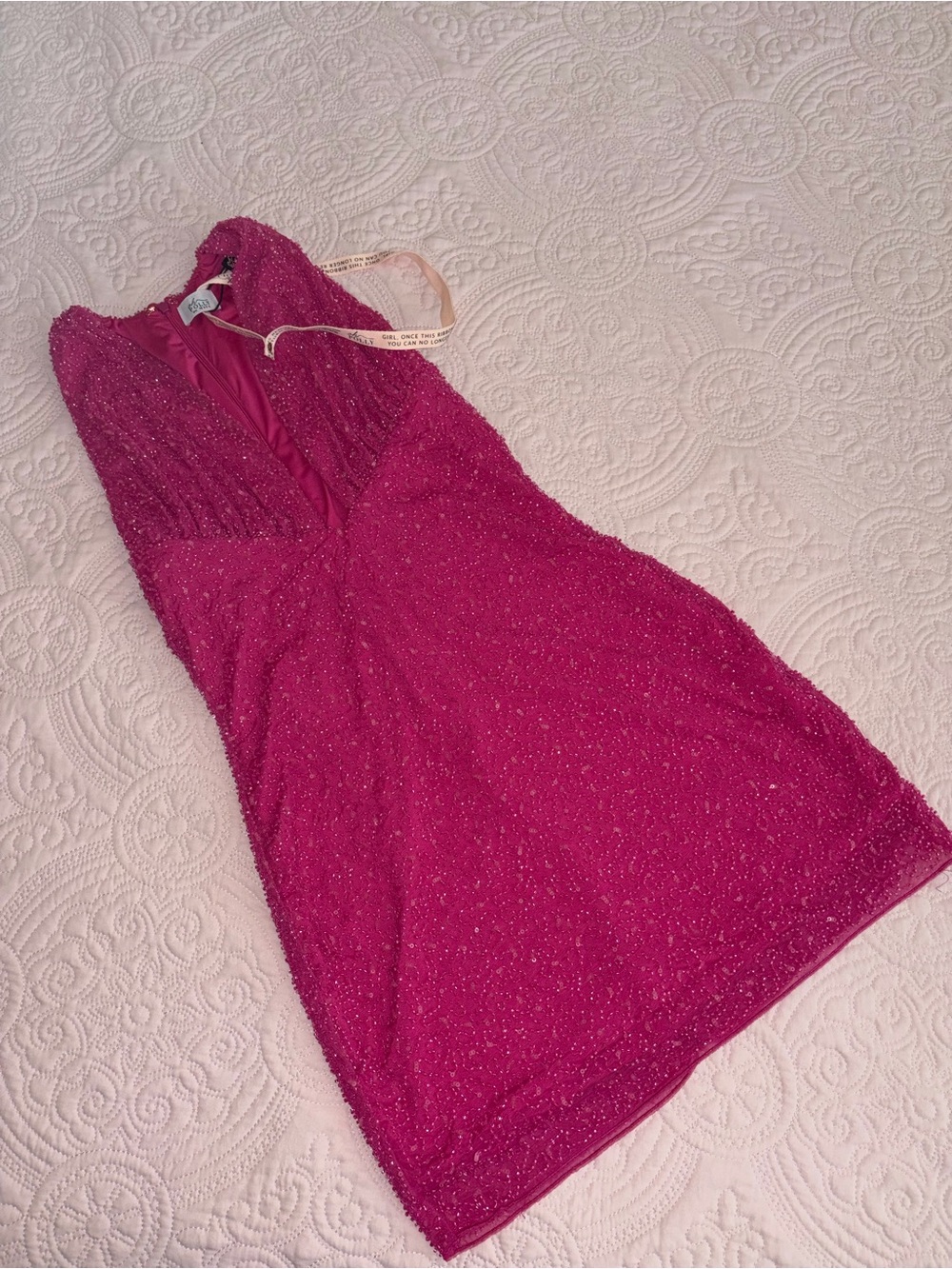 Oh Polly Fuchsia Sequin Plunge Mini Dress - Picture 4 of 5